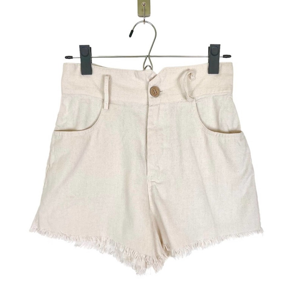 Cotton Candy LA Cotton Linen Neutral High Waisted Shorts
